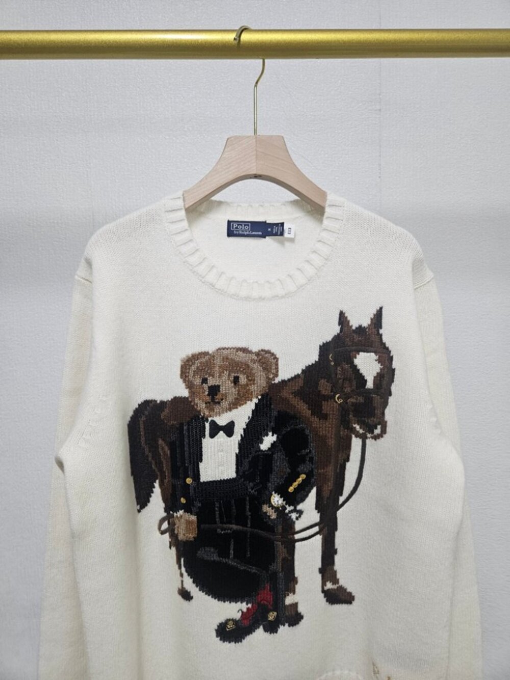 Polo Ralph Lauren Bear & Horse White Knit Sweater - Picture 2 of 7